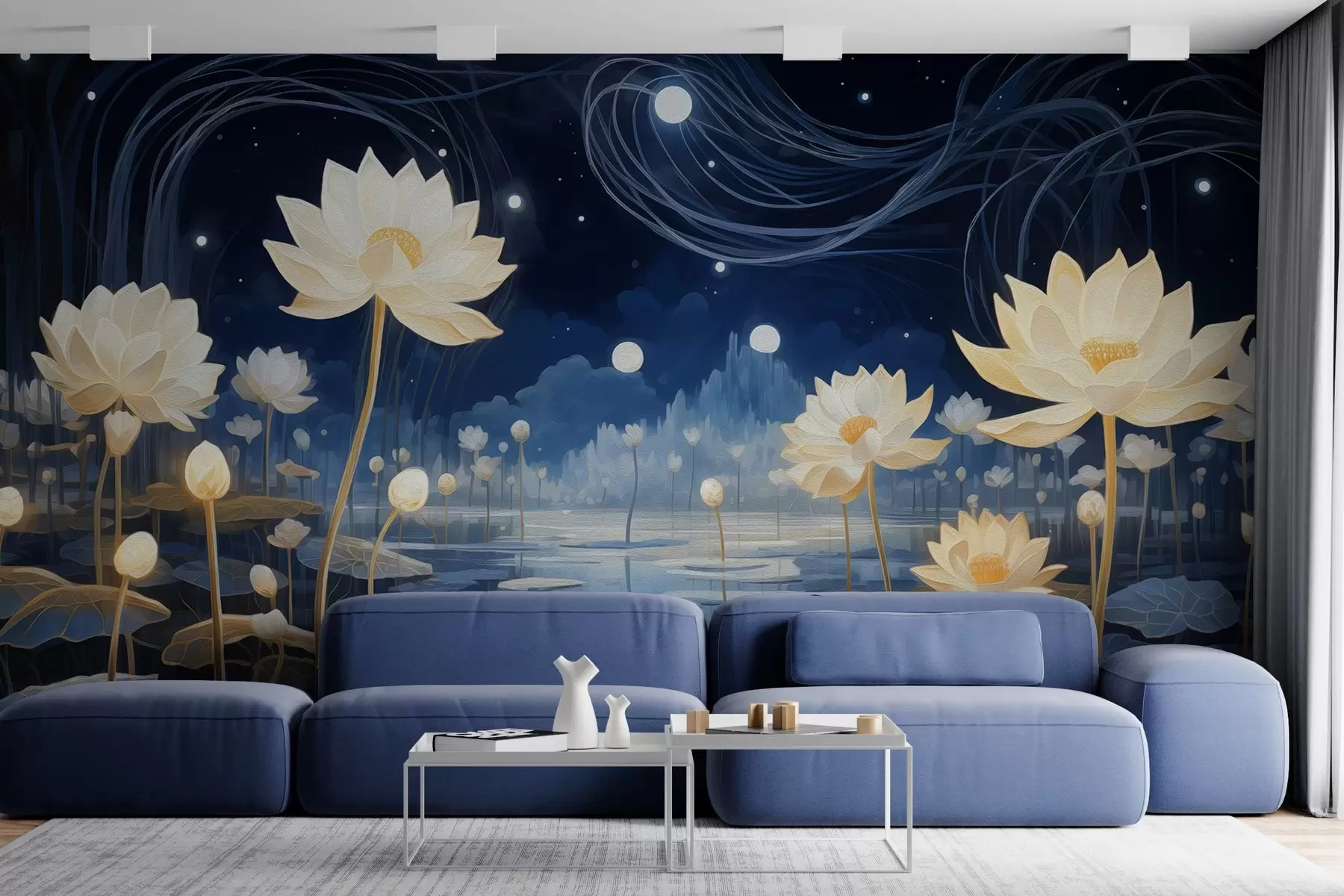 τοιχογραφίες Λάδι ζωγραφική λωτούς τη νύχτα w02848
