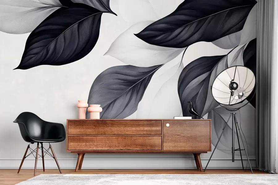 τοιχογραφίες Γραφικά ασπρόμαυρα φύλλα w03020