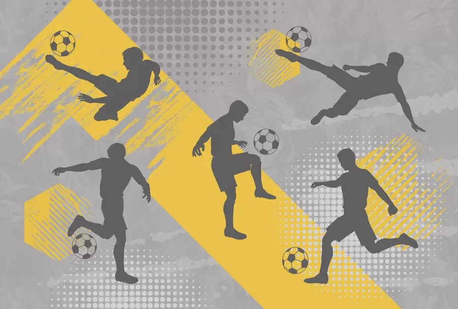 τοιχογραφίες Σιλουέτες ποδοσφαιριστών σε αφηρημένο φόντο w03001