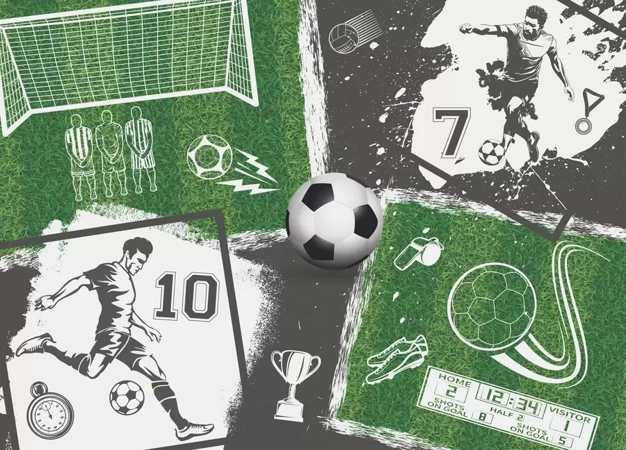 τοιχογραφίες Ποδοσφαιριστές, μπάλα και γήπεδο w03121