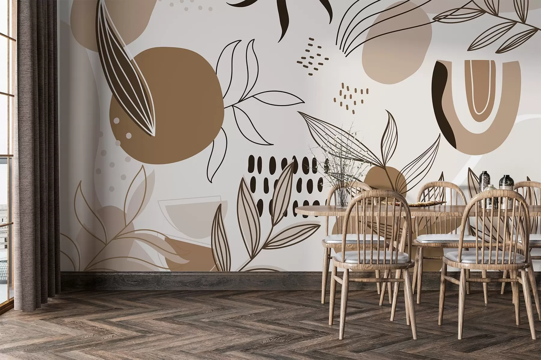 τοιχογραφίες Αφηρημένη βοτανική σύνθεση w03234