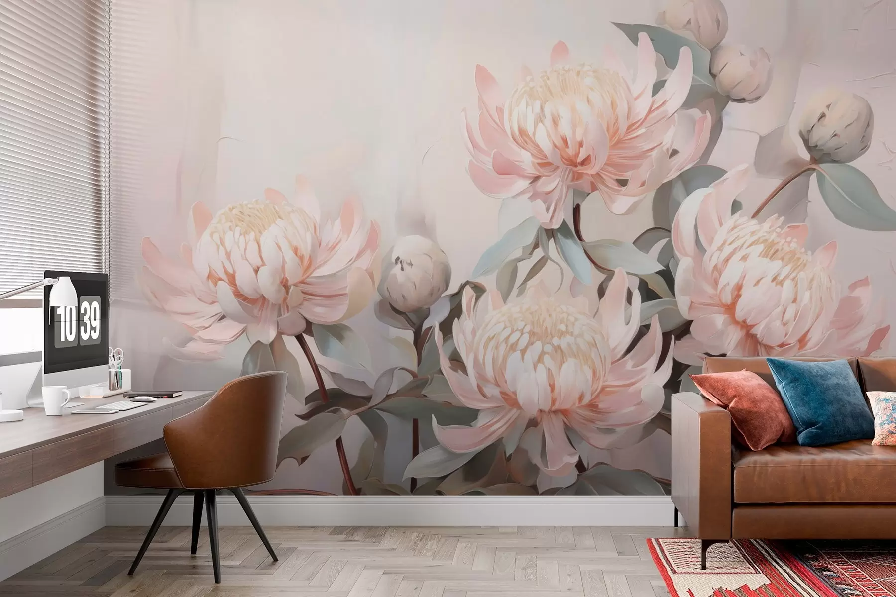 τοιχογραφίες Χρυσάνθεμα απομίμηση ζωγραφικής w03356