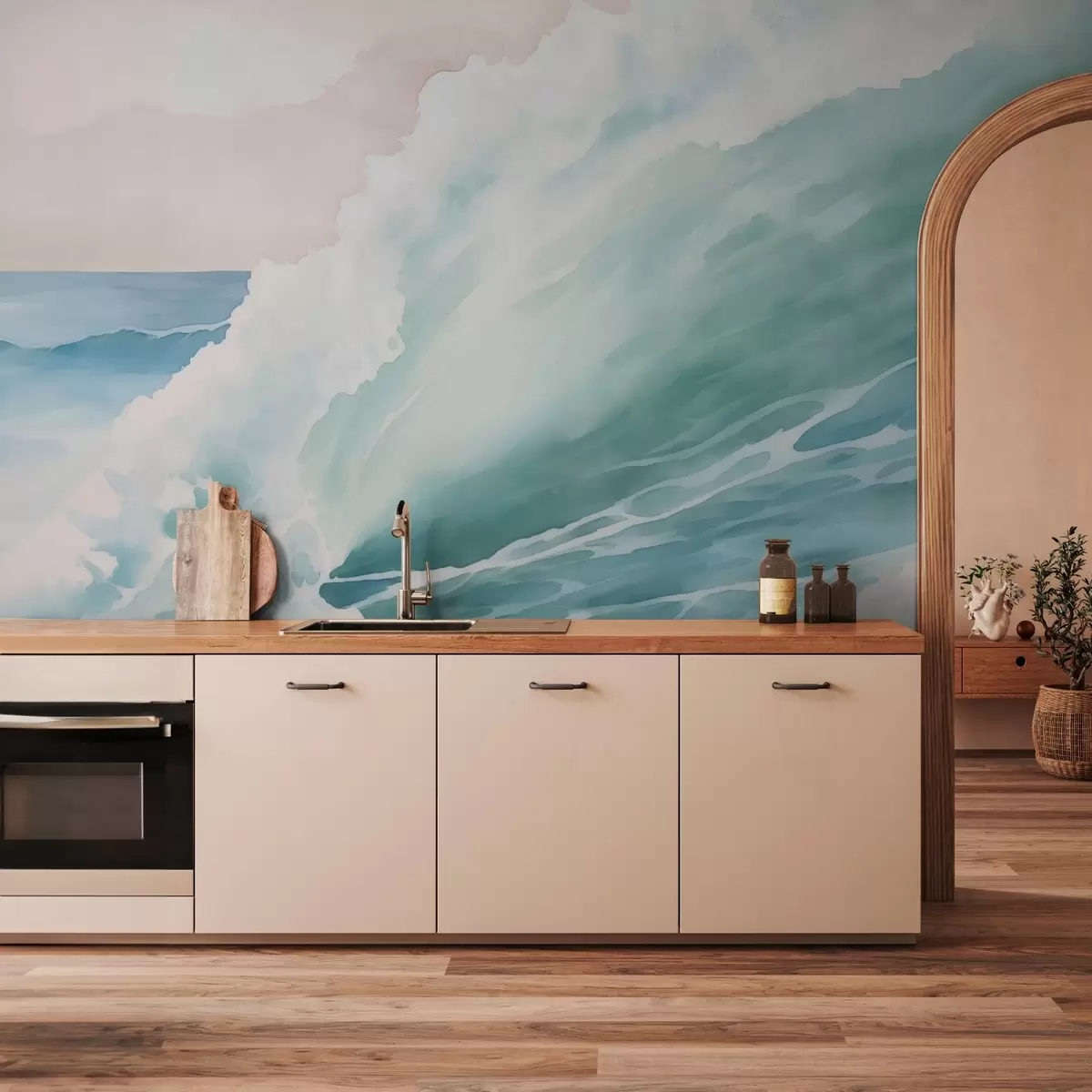 τοιχογραφίες Θαλασσινό κύμα απομίμηση υδατογραφία w03360