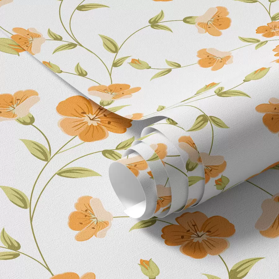 τοιχογραφίες Πορτοκαλί λουλούδια σε λευκό φόντο a00015