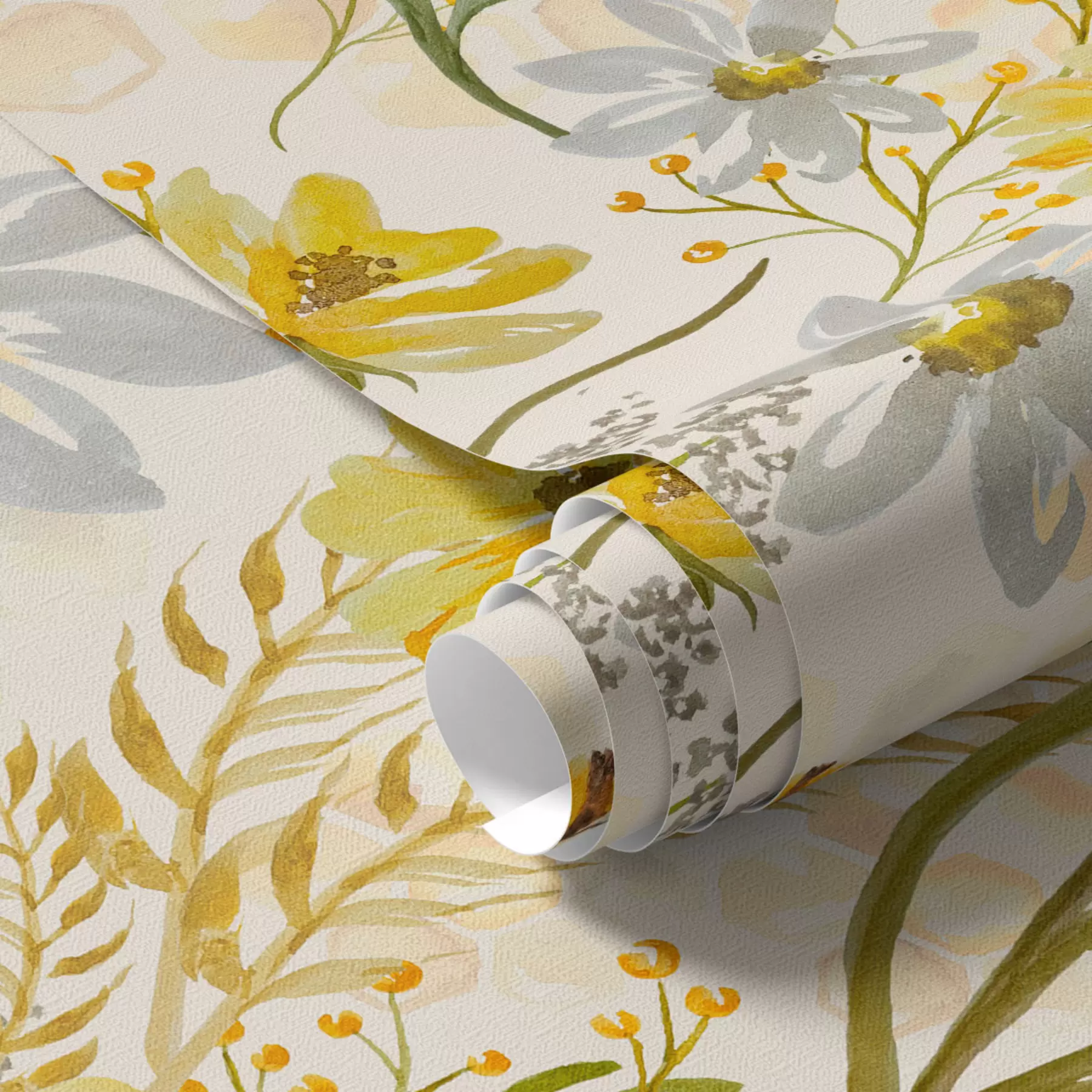 τοιχογραφίες Φωτεινή floral σύνθεση σε κίτρινο χρώμα a00045