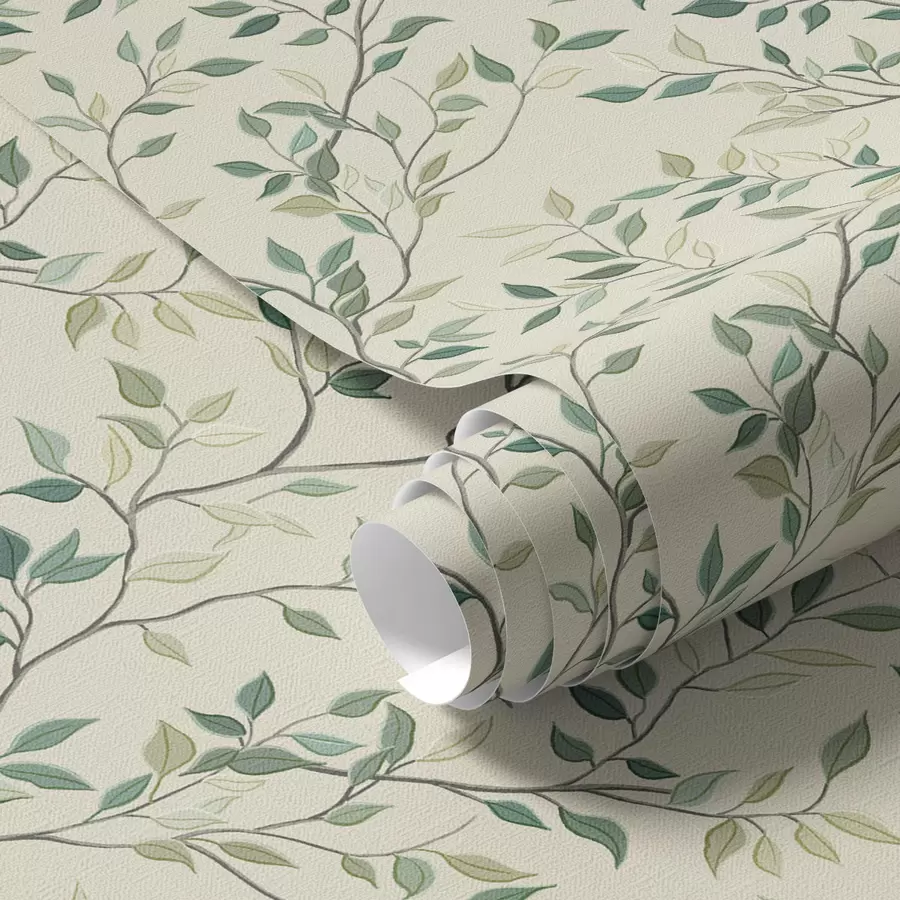 τοιχογραφίες Απαλά στριμμένα κλαδιά με φύλλα a00071