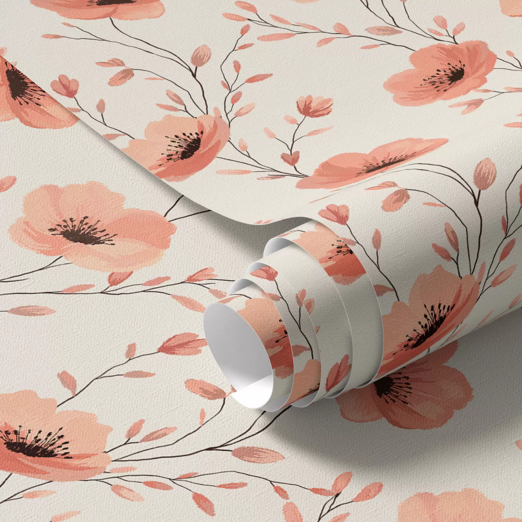 τοιχογραφίες Ροζ παπαρούνες σε μίσχους a00083