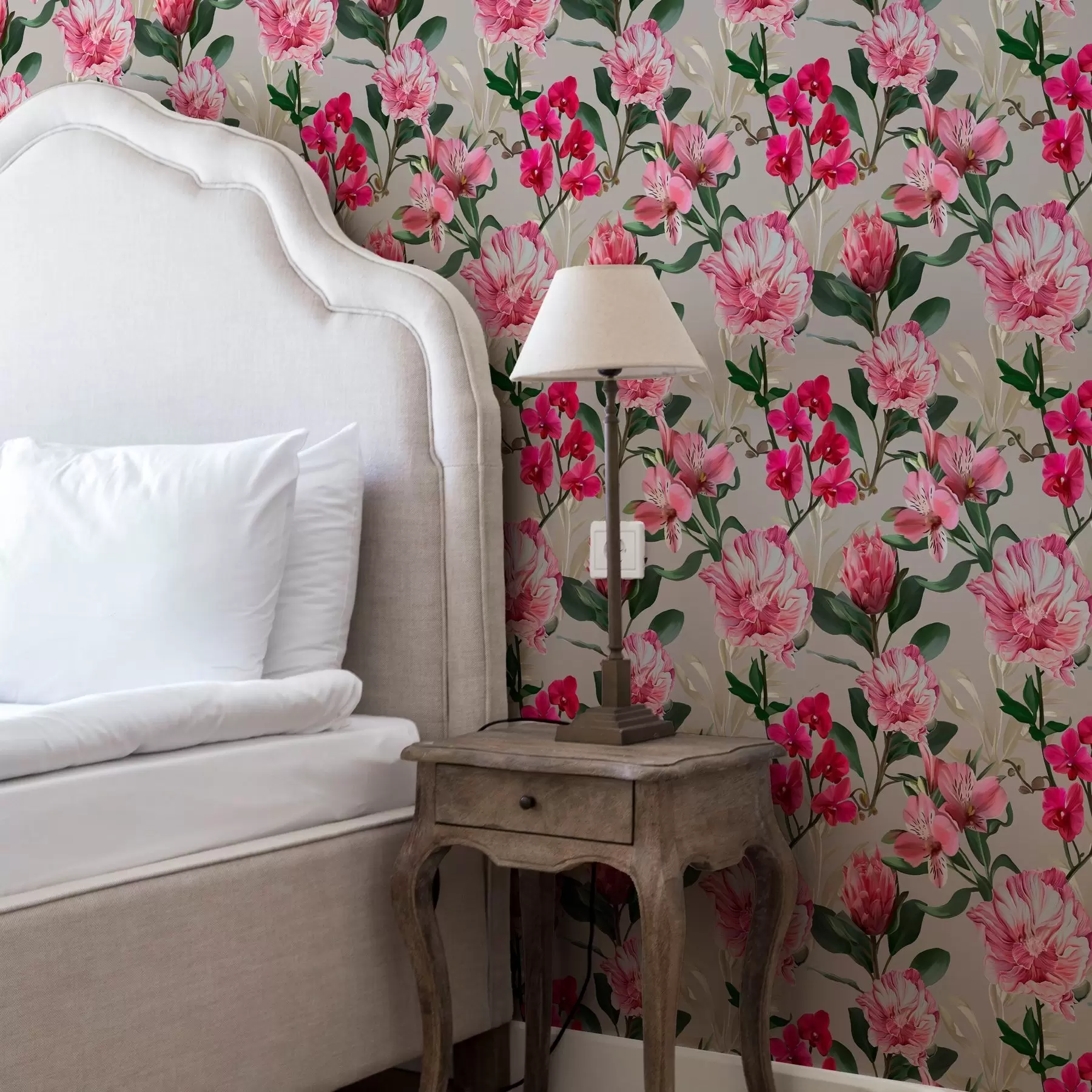 τοιχογραφίες Λεπτά ροζ λουλούδια σε ελαφρύ φόντο a00094