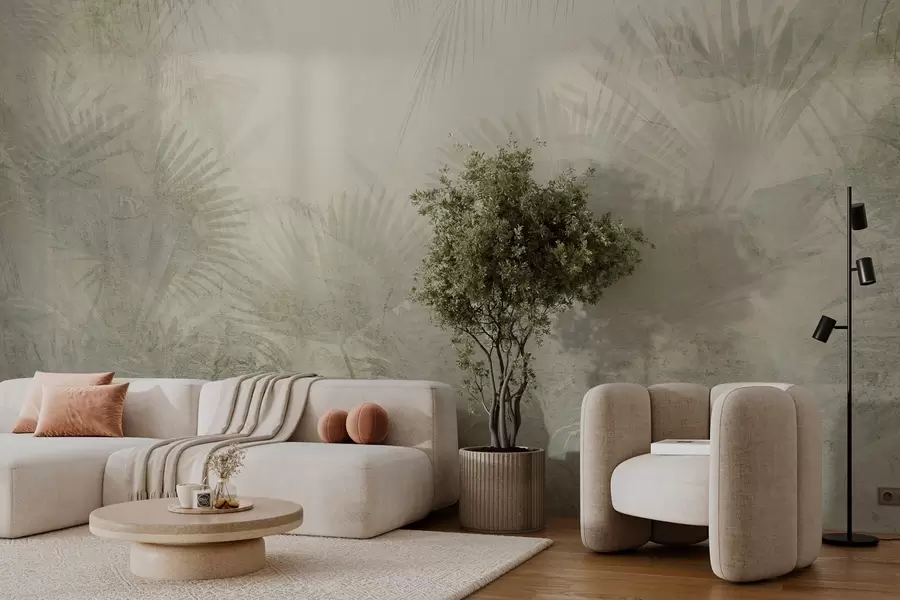 τοιχογραφίες Υφή τροπική ρετρό ταπετσαρία σε μπεζ αποχρώσεις w03399
