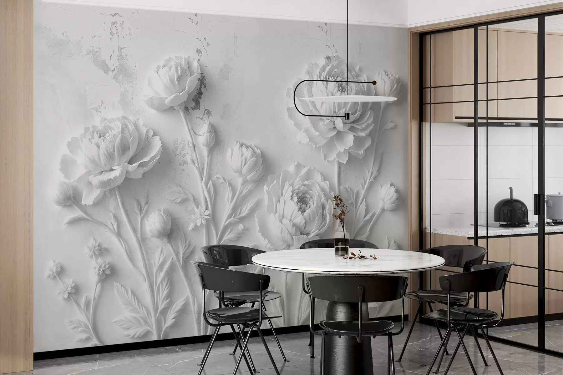 τοιχογραφίες Λουλούδια σε τσιμεντένιο φόντο στυλ grunge w03553v2