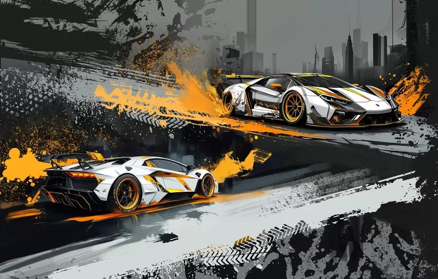 τοιχογραφίες σκληρό στυλ grange, εκφραστικά, δυναμικά σπορ αυτοκίνητα w03721