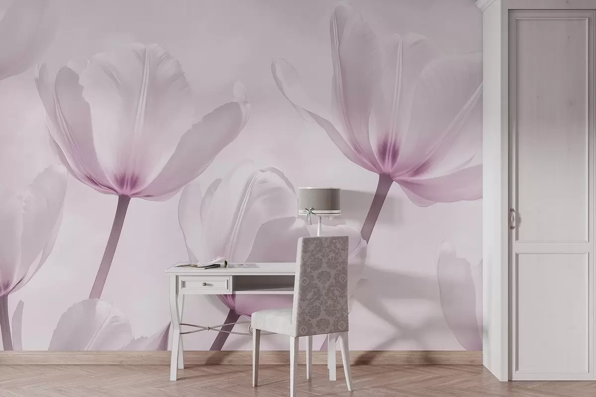 τοιχογραφίες Όμορφες τουλίπες, floral, ροζ χρώματα, ρεαλισμός w03877v2