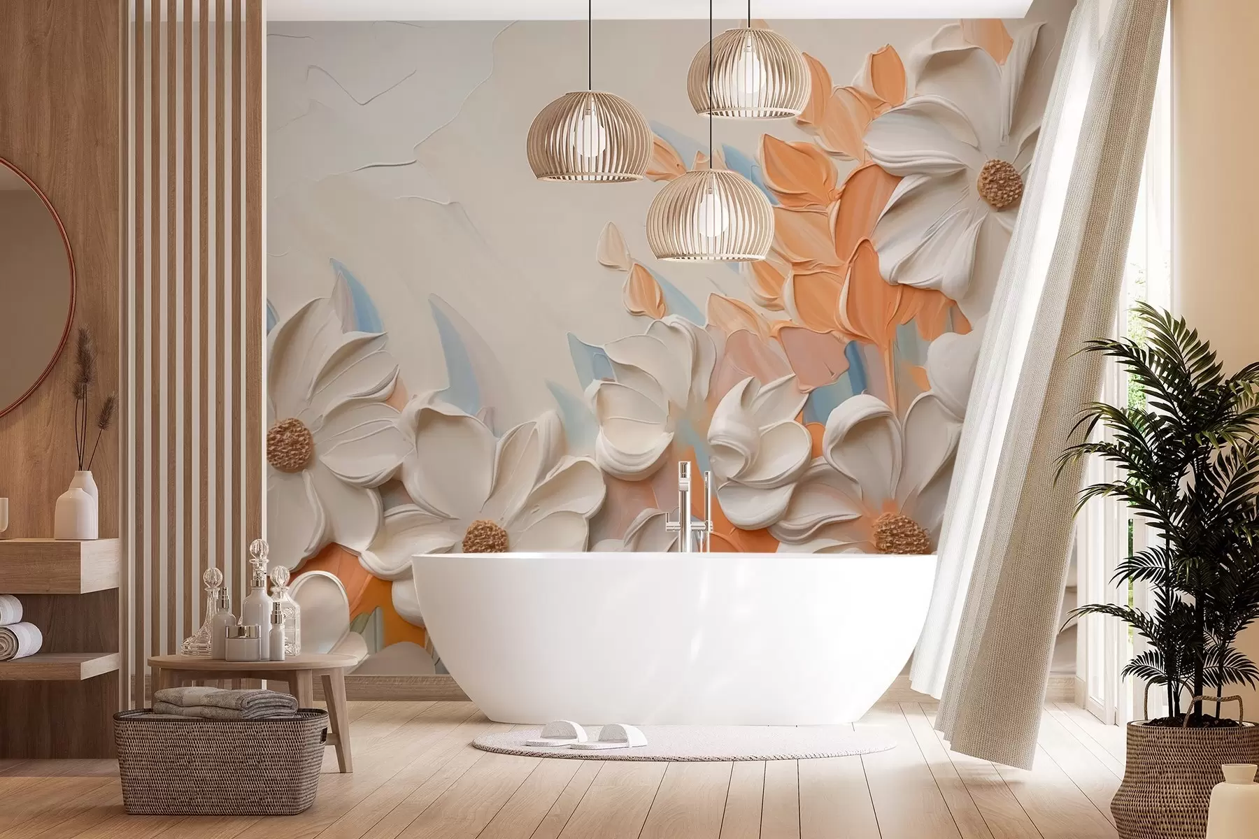 τοιχογραφίες Λουλούδια απομίμηση ζωγραφικής w03900