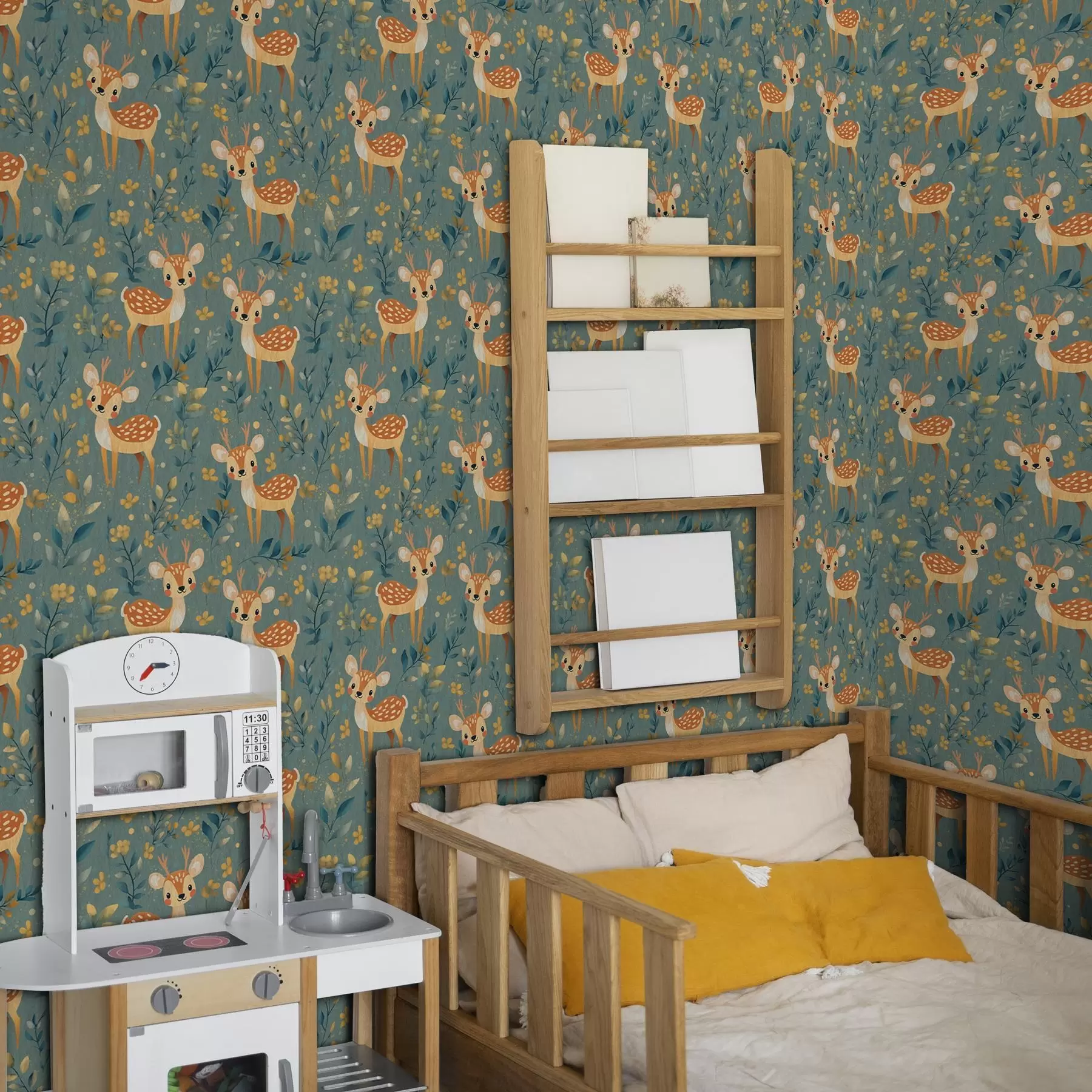 τοιχογραφίες Μωρό ελάφι στο δάσος με κίτρινα φύλλα a00124v1