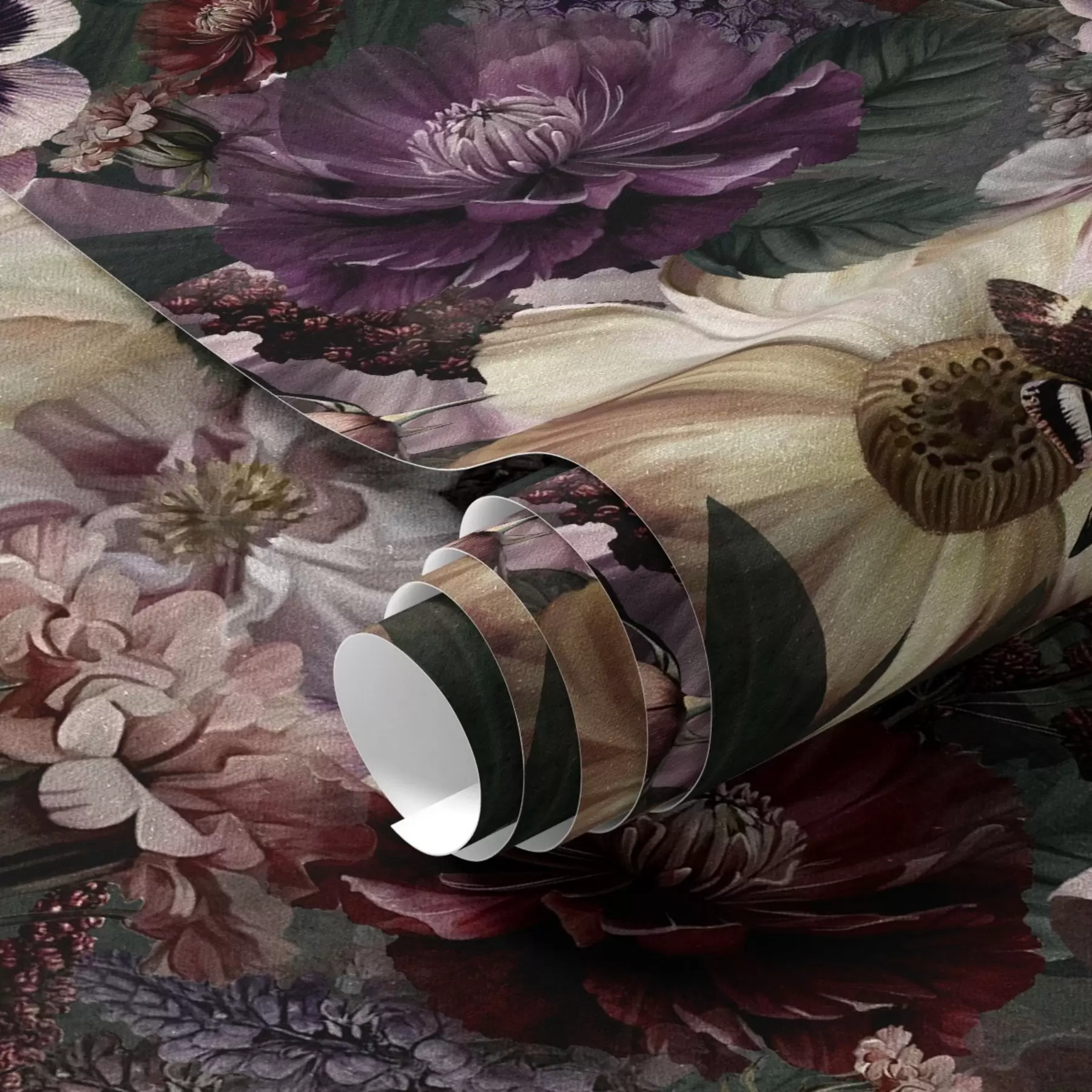 τοιχογραφίες Φλοράλ εκτύπωση τέχνης σε σκούρα χρώματα a00147