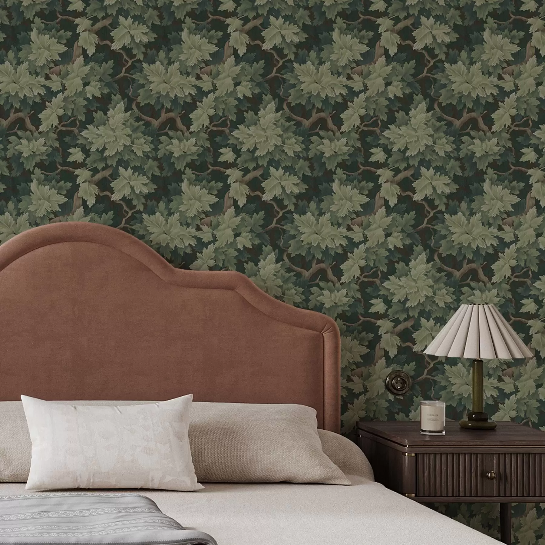 τοιχογραφίες Φύλλα βελανιδιάς σε πράσινο φόντο a00151