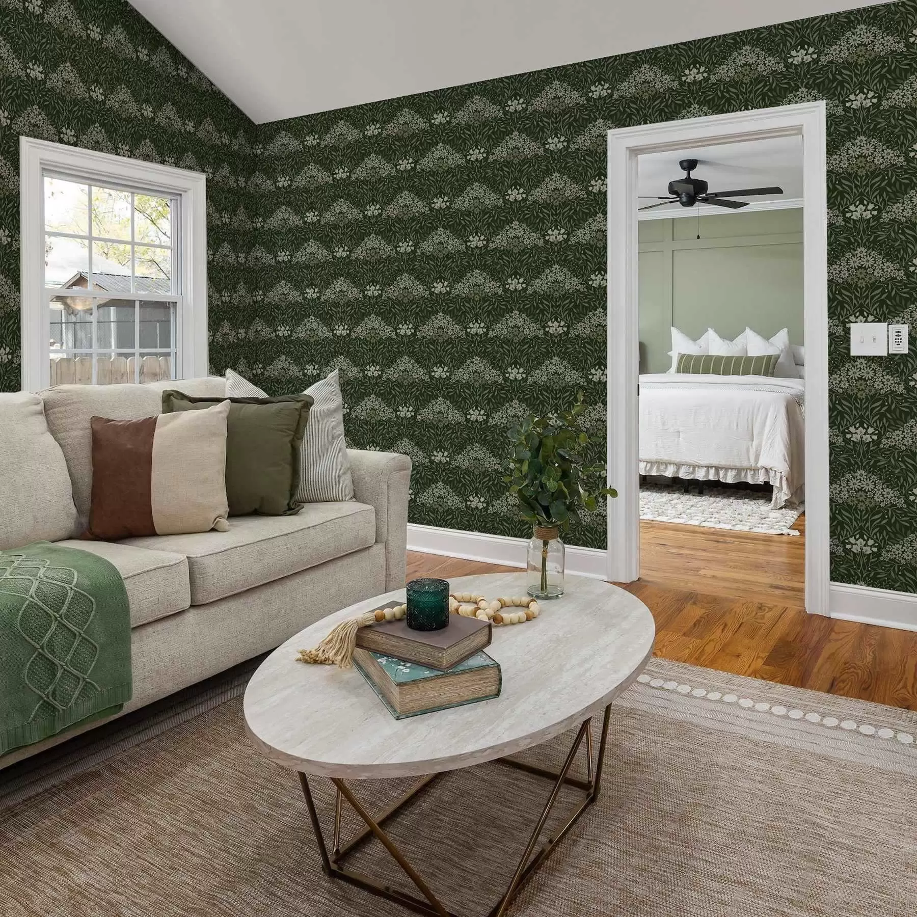 τοιχογραφίες Floral συμμετρία με λουλούδια σε σκούρο φόντο a00153