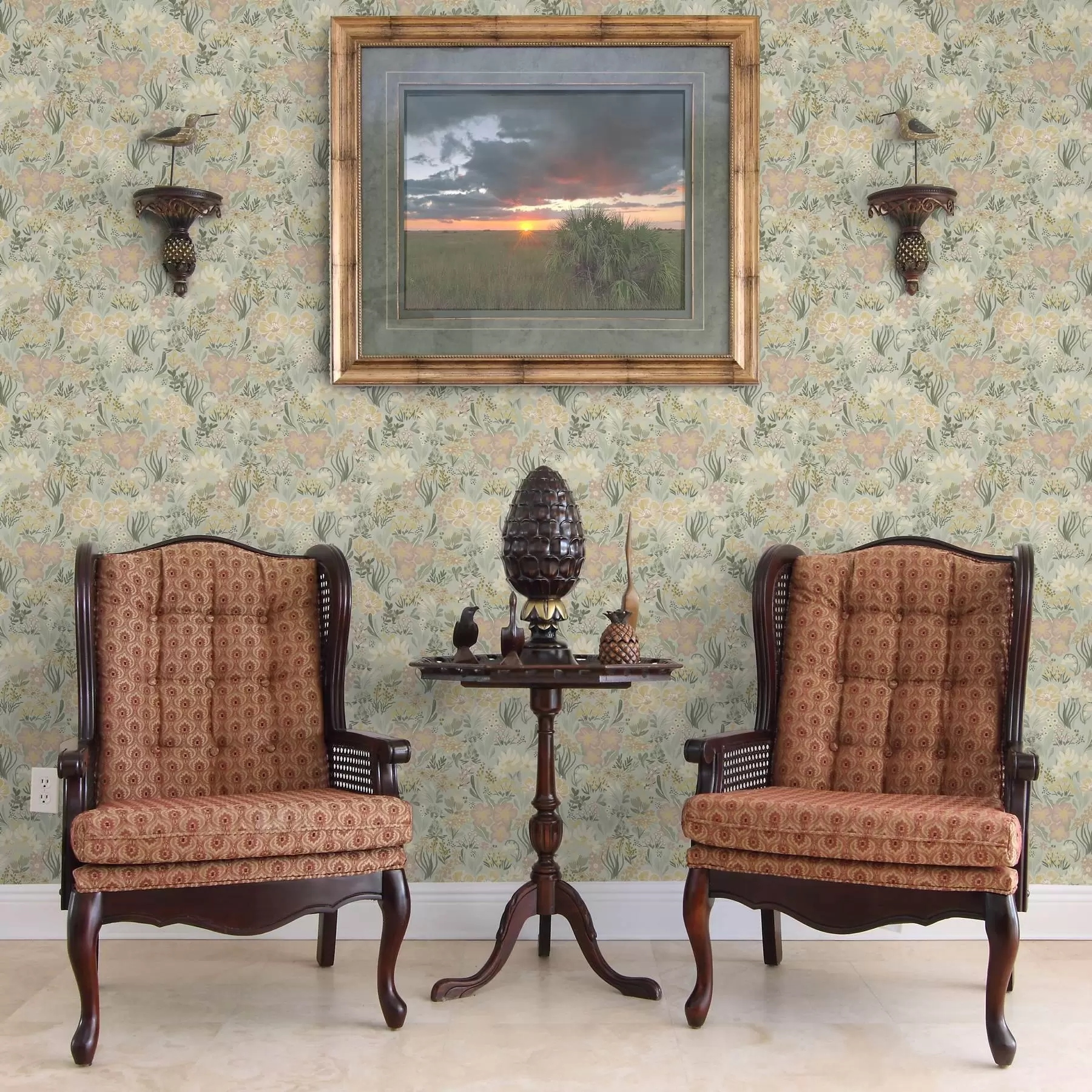 τοιχογραφίες Ανοιξιάτικη σύνθεση σε απαλά πράσινα χρώματα a00154v2