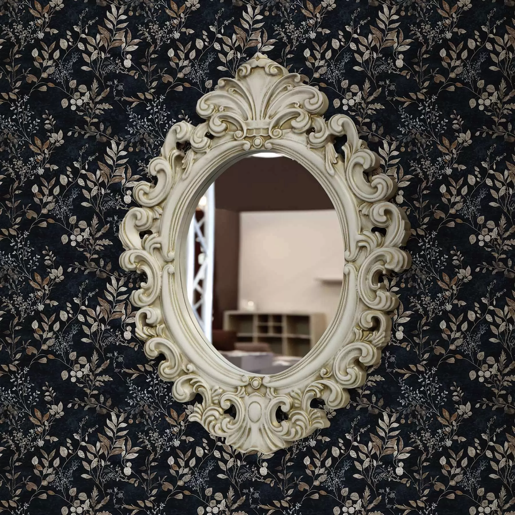 τοιχογραφίες Κλασικό floral print σε ανοιχτά χρώματα σε σκούρο φόντο a00166v2