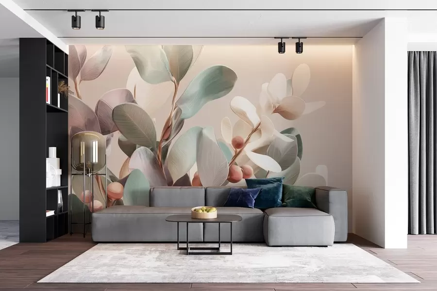 τοιχογραφίες Φυτά με μούρα σε ανοιχτούς παστέλ τόνους w09128