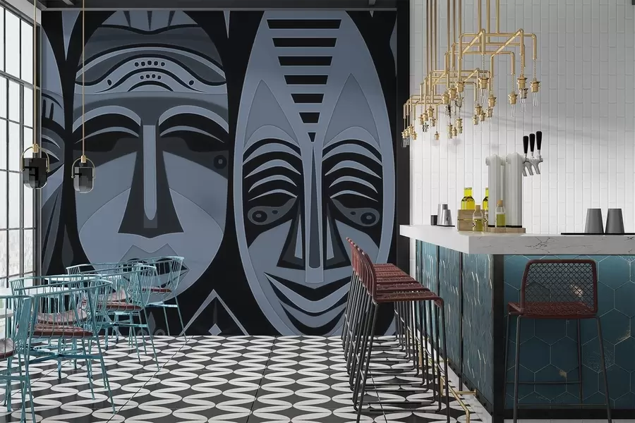 τοιχογραφίες Αφρικανικές μάσκες w04043v1