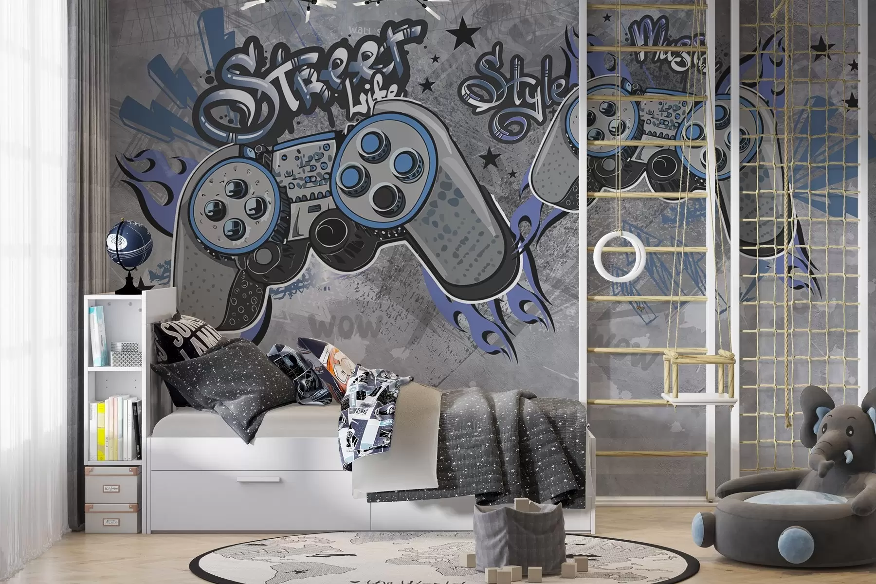 τοιχογραφίες Κονσόλες στυλ street art στον τοίχο grunge w04054