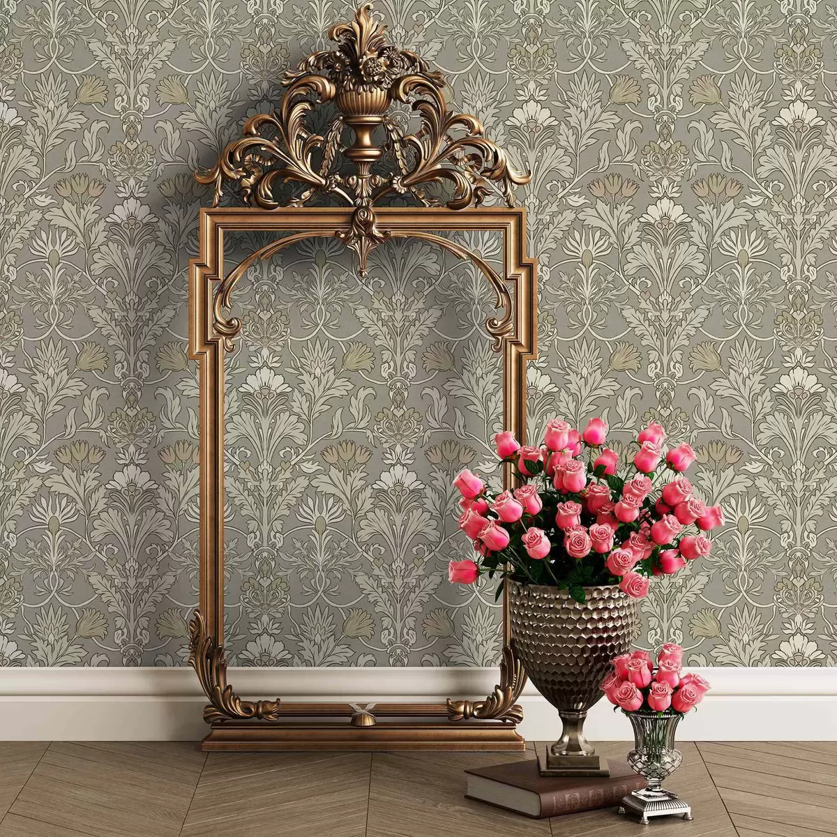 Ταπετσαρία Κλασικό φυτικό διακοσμητικό στο στυλ του William Morris a00171