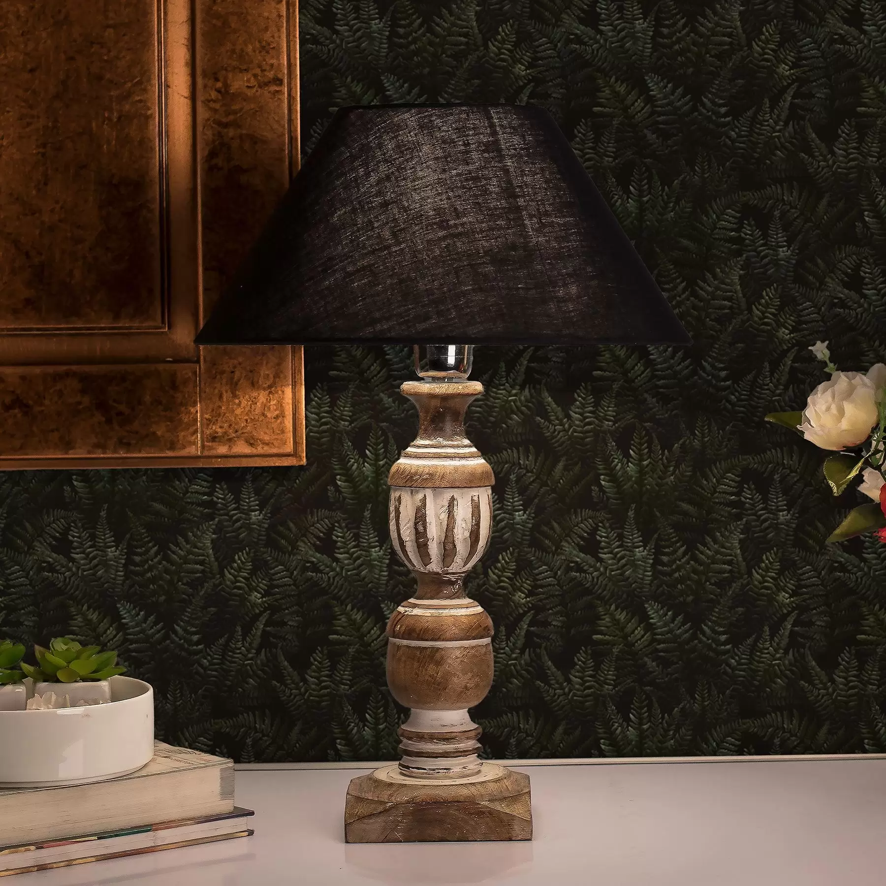 τοιχογραφίες Σκούρα φτέρη, στολίδι δάσους, νυχτερινά χρώματα a00214