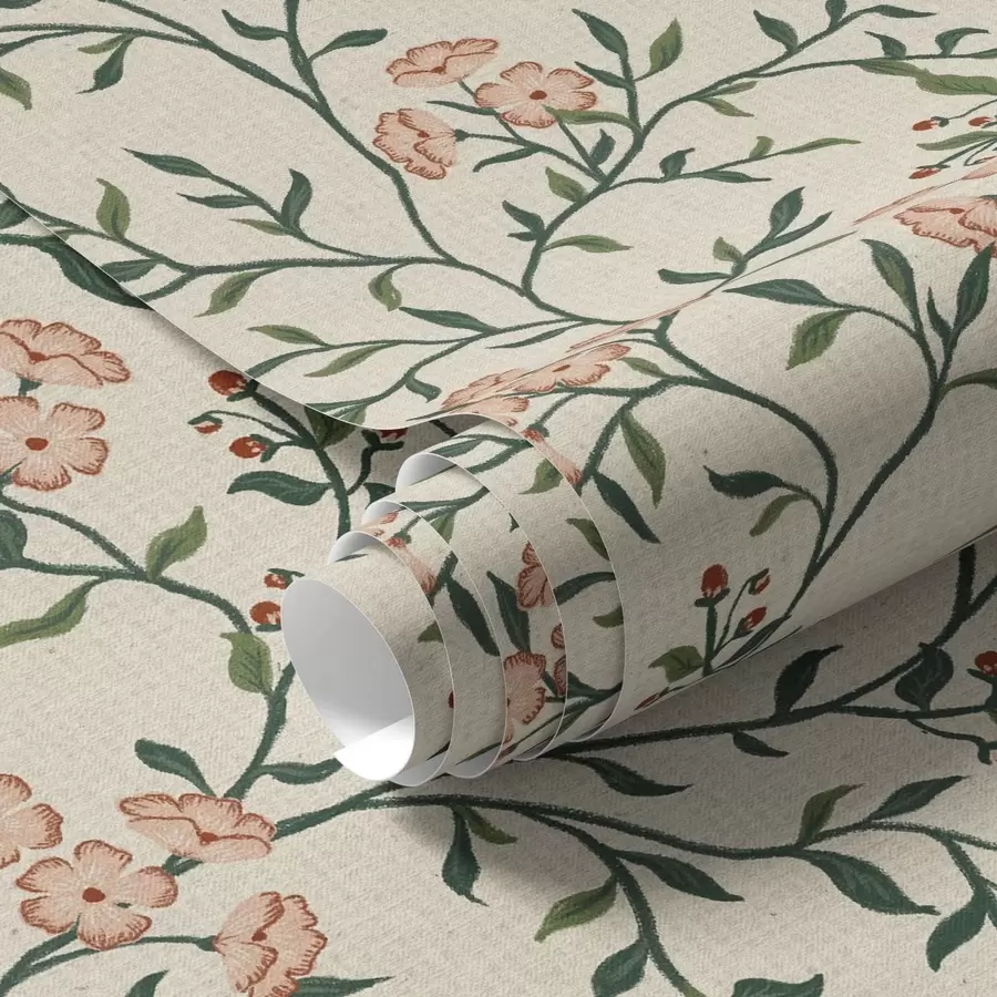 τοιχογραφίες Ανοιγμένα κλαδιά με κοραλλιογενή λουλούδια, φλοράλ μοτίβο a00221