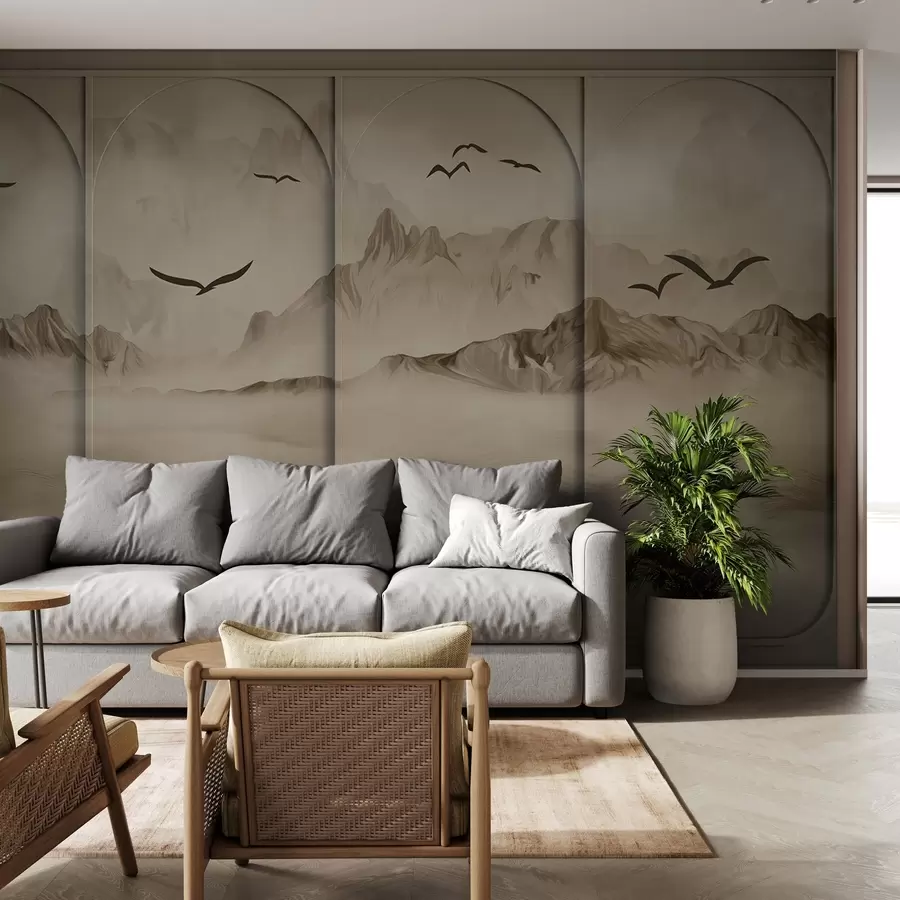 τοιχογραφίες Βουνά μέσω πάνελ w04134v1