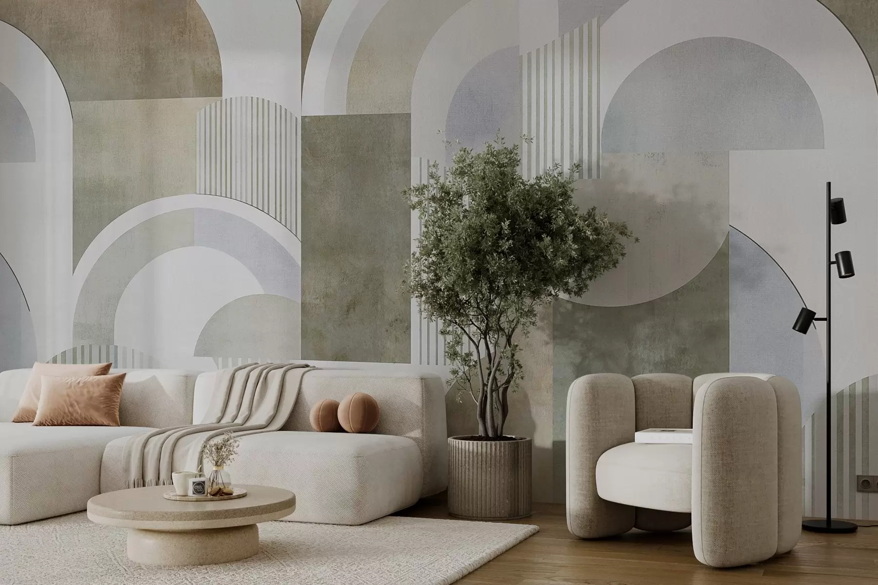 τοιχογραφίες Αφηρημένη γεωμετρία σε στυλ art deco με ρετρό εφέ w04079