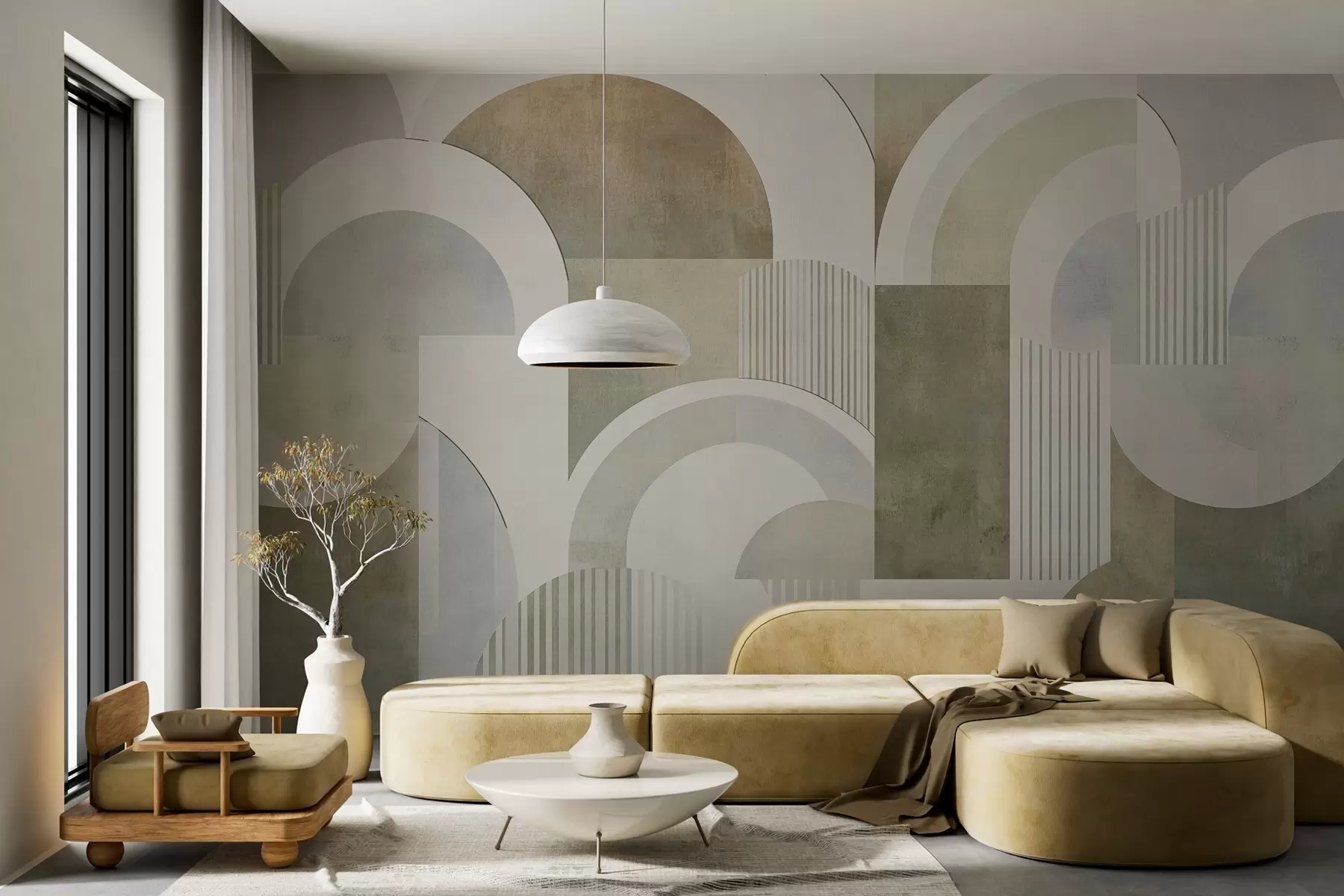 τοιχογραφίες Αφηρημένη γεωμετρία σε στυλ art deco με ρετρό εφέ w04079