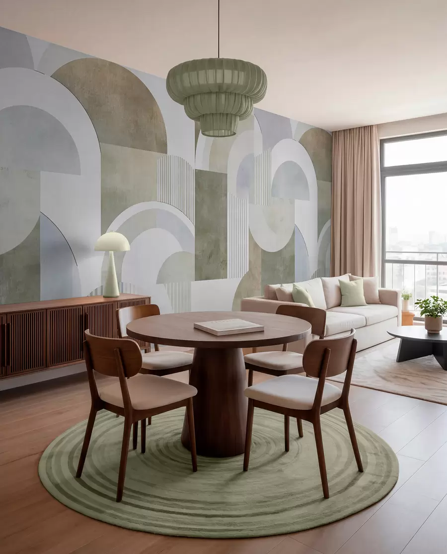 τοιχογραφίες Αφηρημένη γεωμετρία σε στυλ art deco με ρετρό εφέ w04079