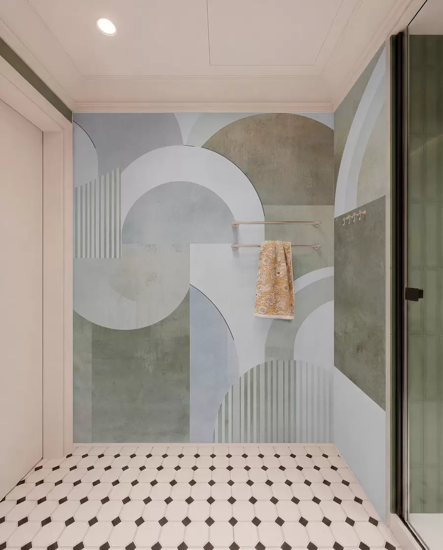 τοιχογραφίες Αφηρημένη γεωμετρία σε στυλ art deco με ρετρό εφέ w04079