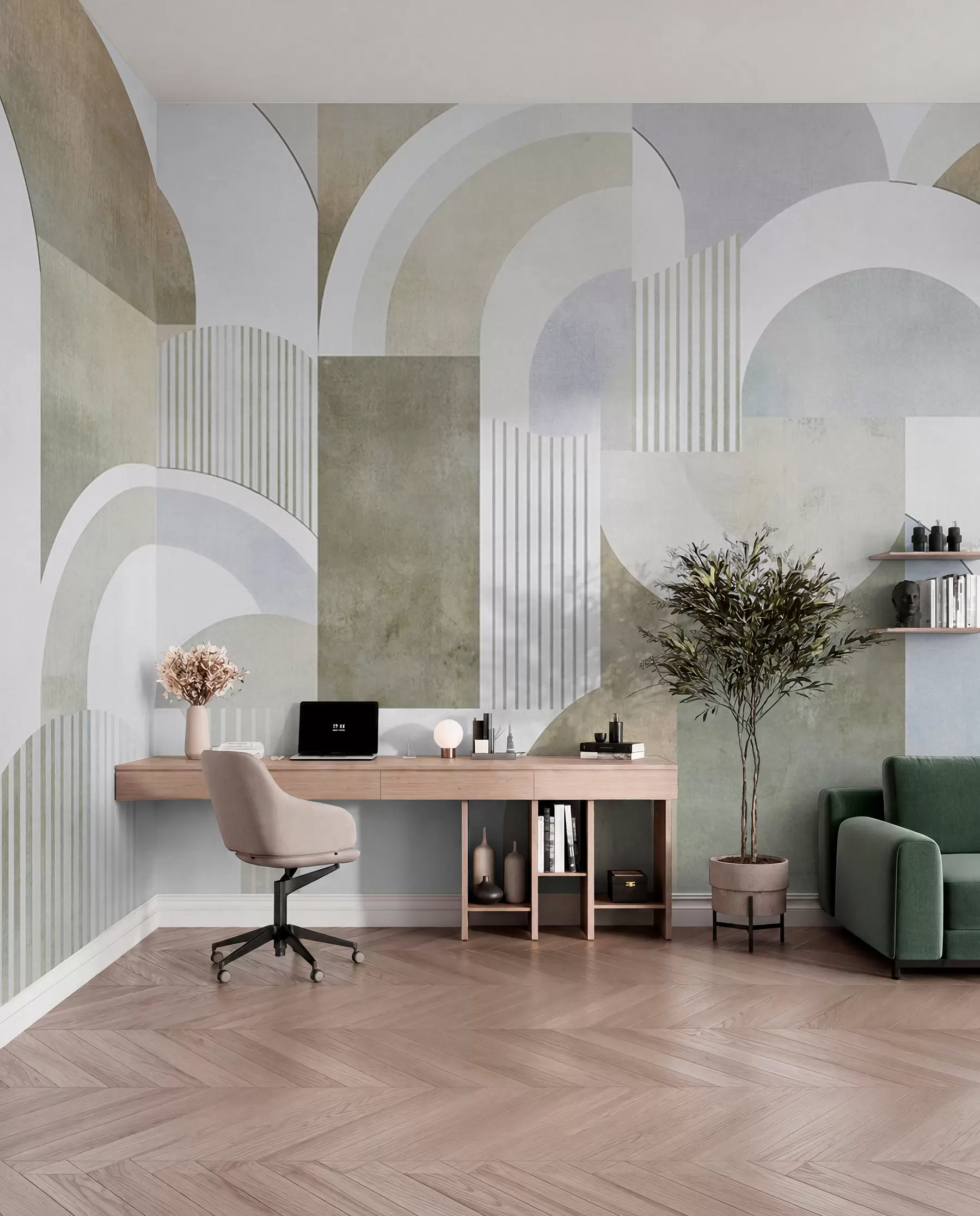 τοιχογραφίες Αφηρημένη γεωμετρία σε στυλ art deco με ρετρό εφέ w04079