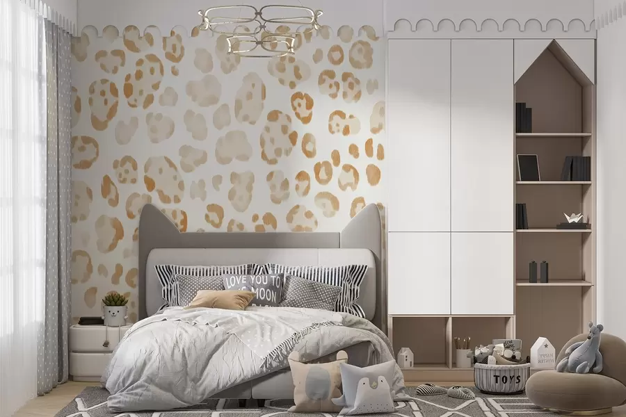 τοιχογραφίες Leopard print, μάλλινη υφή, μπεζ χρώμα w04112v1