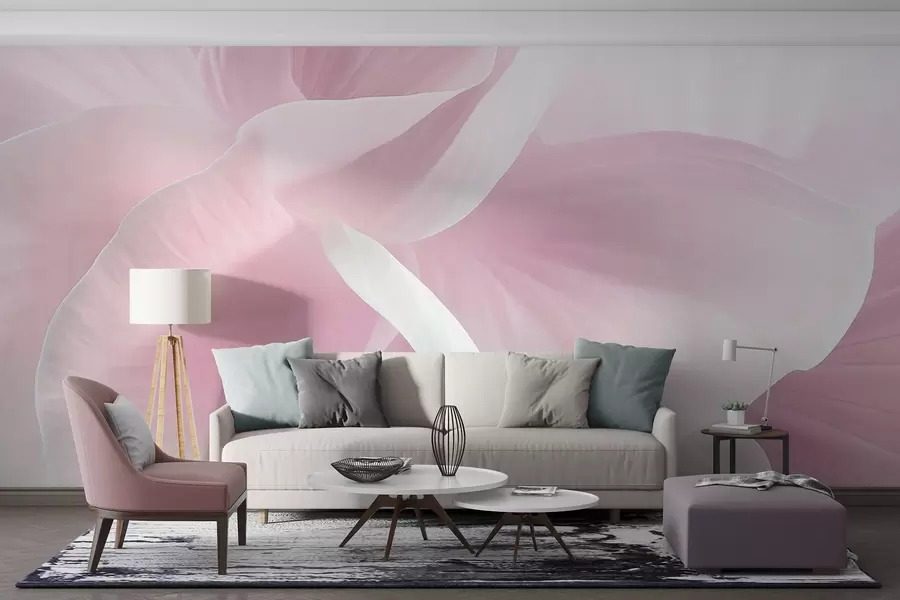 τοιχογραφίες Αφηρημένη υφή λουλουδιού με λεπτά πέταλα, απαλός φωτισμός, κομψή σύνθεση, μινιμαλιστική αισθητική w09211v1