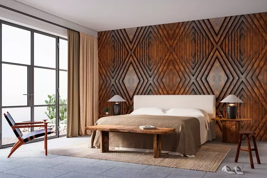 τοιχογραφίες απομίμηση ξύλινων πάνελ w04168v1