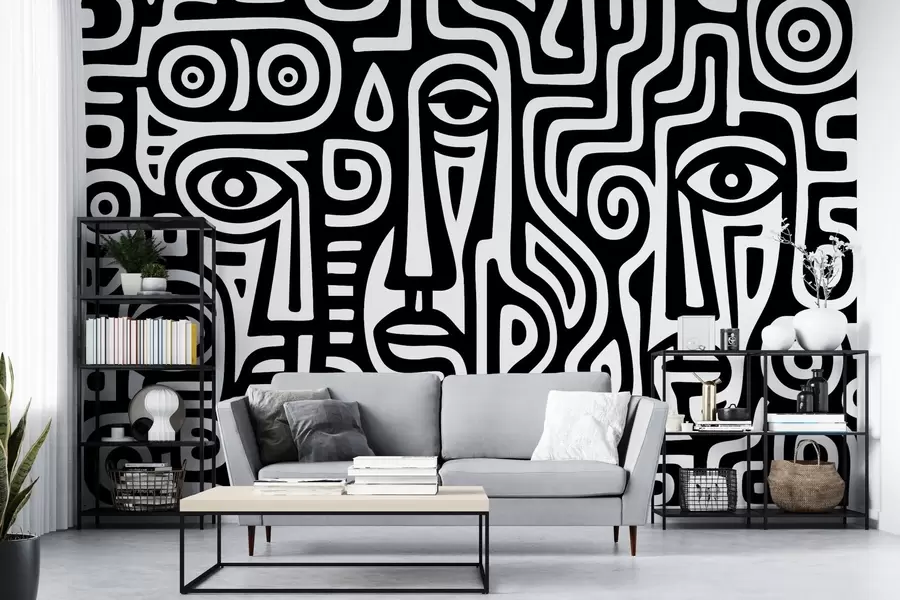 τοιχογραφίες Στυλιζαρισμένες λεπτομέρειες προσώπου w04186