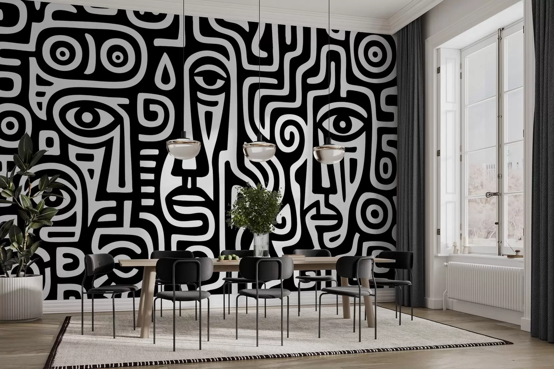 τοιχογραφίες Στυλιζαρισμένες λεπτομέρειες προσώπου w04186