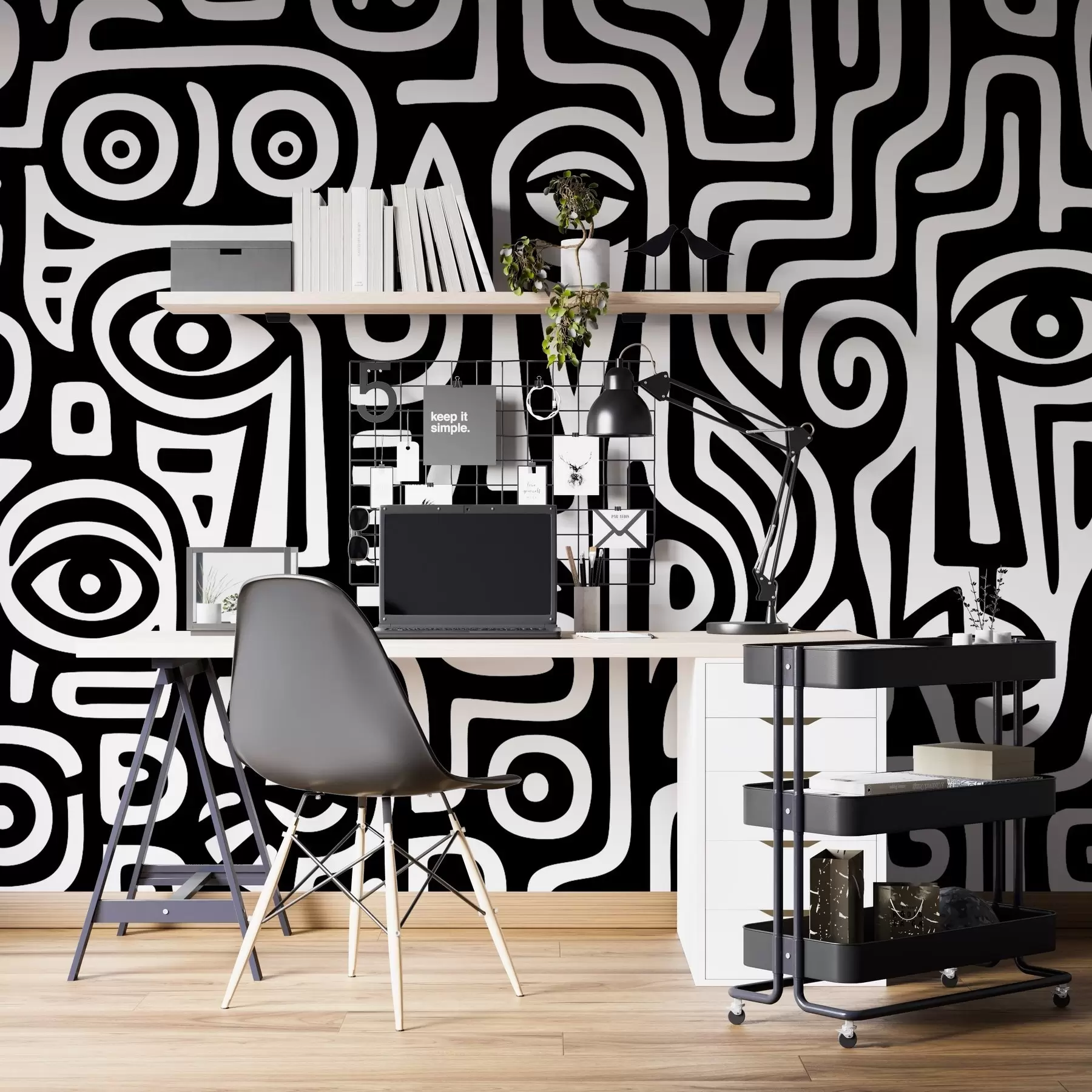 τοιχογραφίες Στυλιζαρισμένες λεπτομέρειες προσώπου w04186