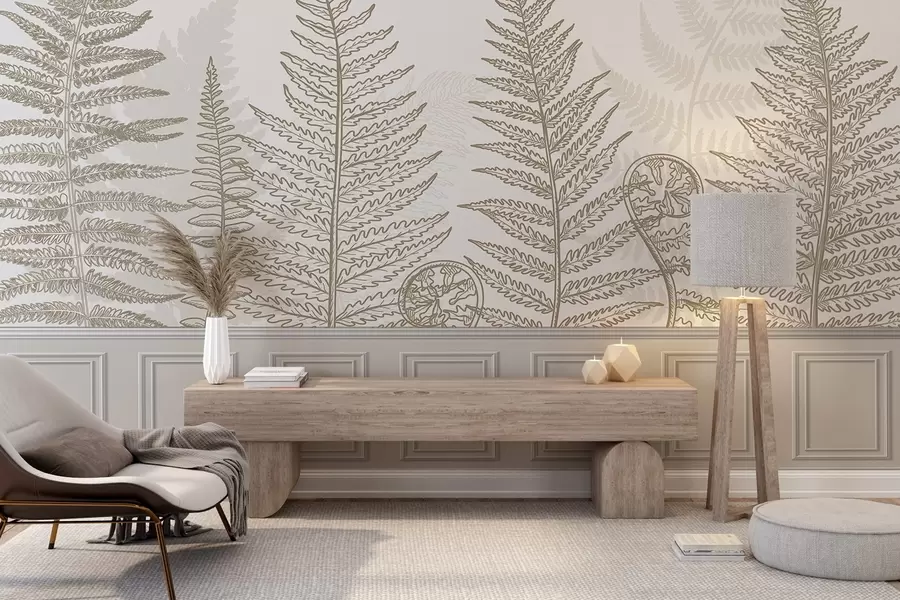 τοιχογραφίες φύλλα, φυτά, φτέρη, φως, βοτανικό, γραφικό w04239v2