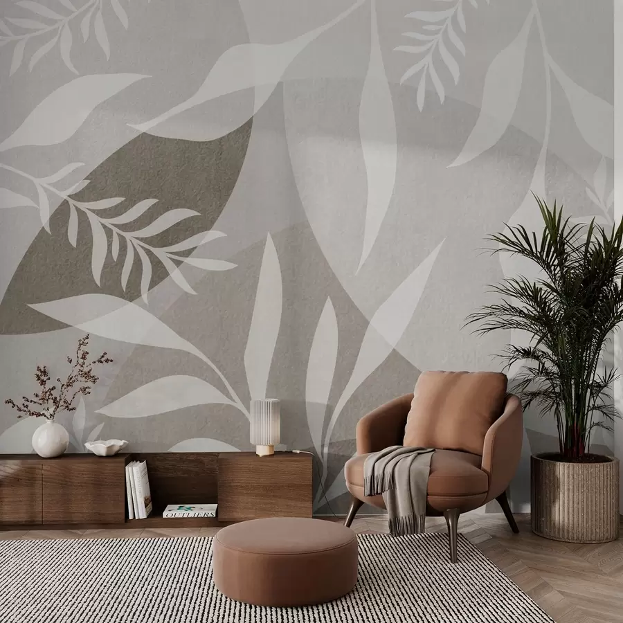 τοιχογραφίες Σιλουέτες κλαδιών σε φόντο αφηρημένων κύκλων w04270v1