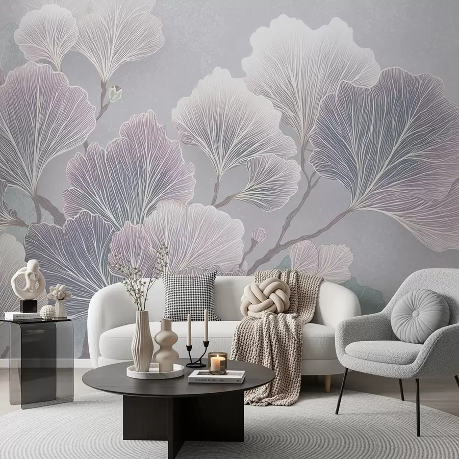 τοιχογραφίες Κλάδος φύλλων σε μπλε αποχρώσεις w09249v1