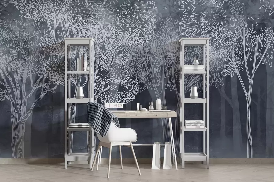 τοιχογραφίες Πλούσια φυλλώδη δέντρα w04251v2
