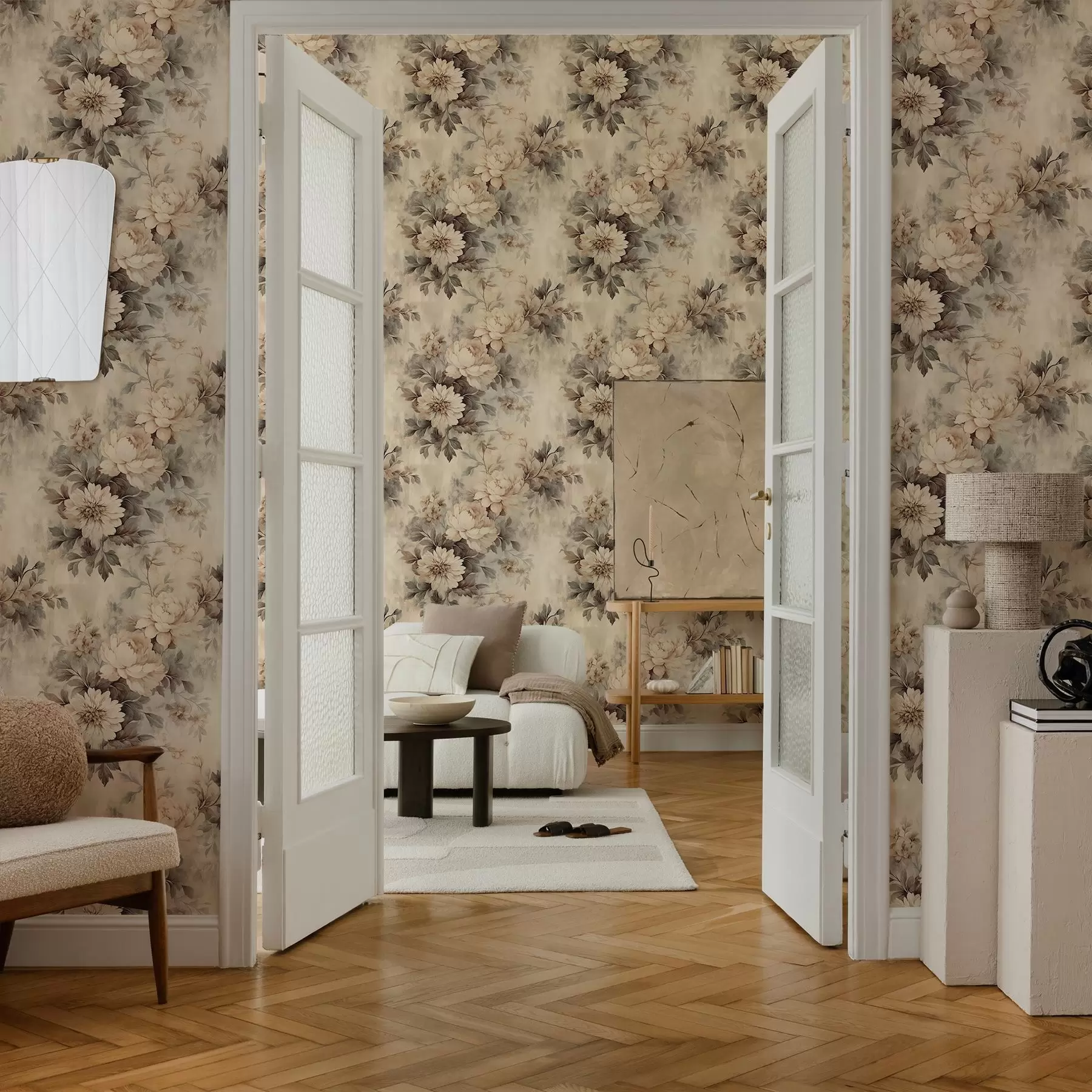 τοιχογραφίες Vintage ακουαρέλα λουλούδια