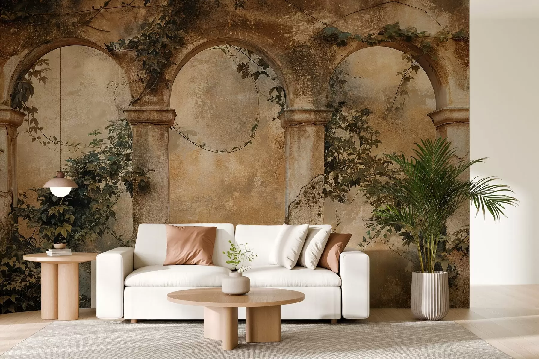 τοιχογραφίες χρωματιστές αψίδες ρετρό με κισσό w04304