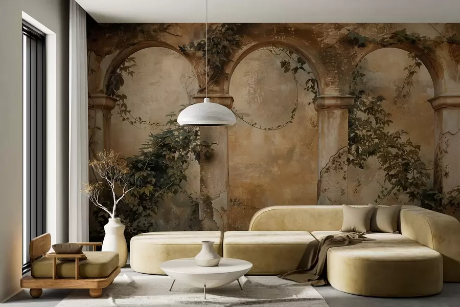 τοιχογραφίες χρωματιστές αψίδες ρετρό με κισσό w04304