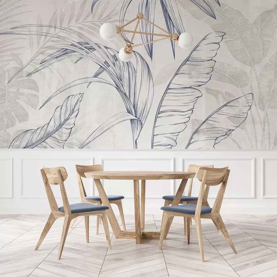 τοιχογραφίες Φύλλα σε φόντο με απομίμηση θολούρας και υφής w04362v1