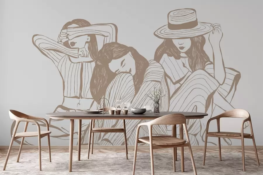 τοιχογραφίες Κορίτσια αποχρώσεις του μπεζ w04384v2